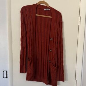 Brick Red Cardigan Sweater